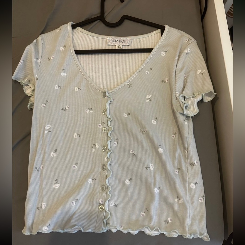 Mint floral print top